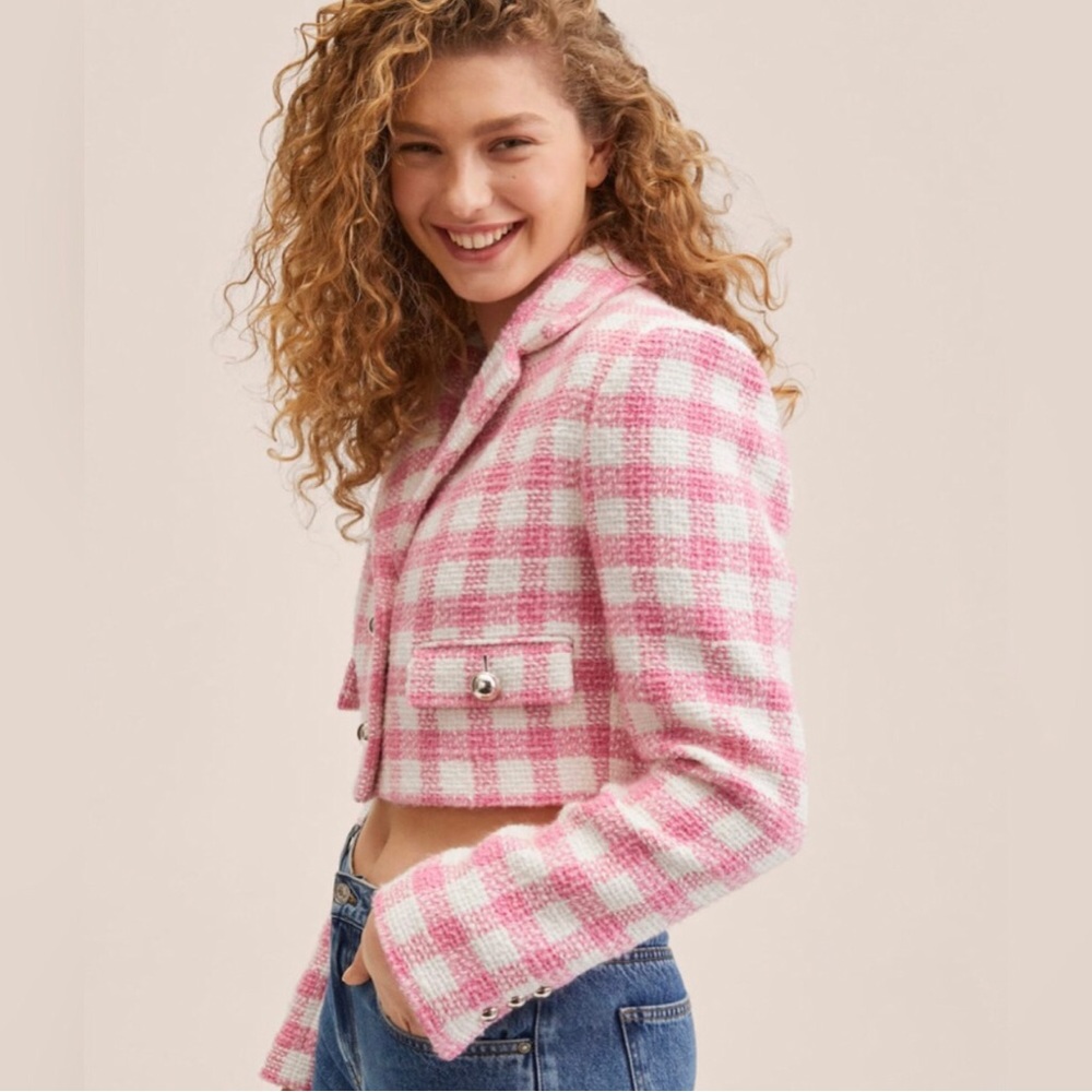 MANGO Crop Tweed Jacket